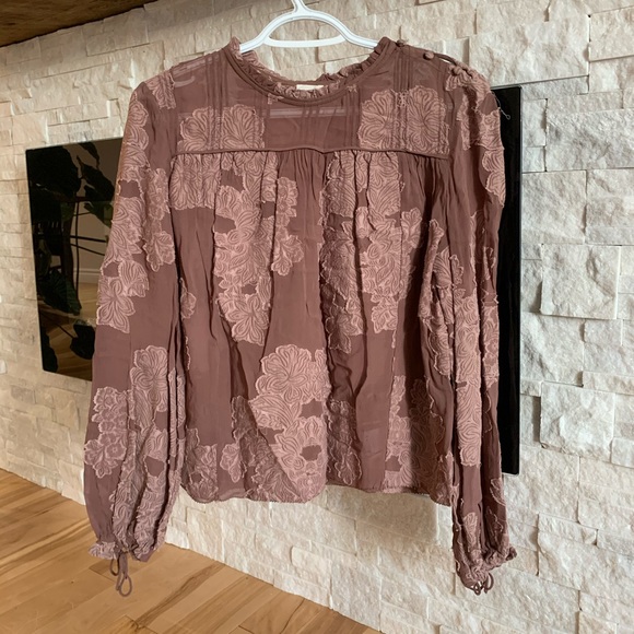 Wilfred Tops - Wilfred | Light Pink Floral Sheer Blouse